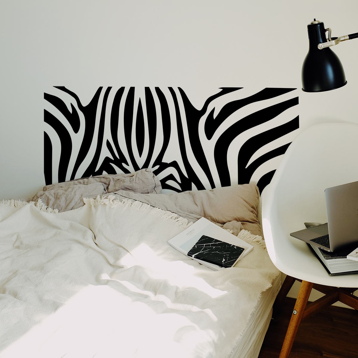 cabezal dormitorio de vinilo decorativo moderno