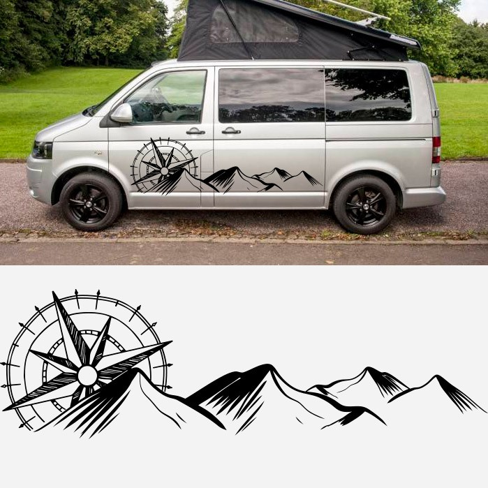 Sticker ski montagne pour Camping car